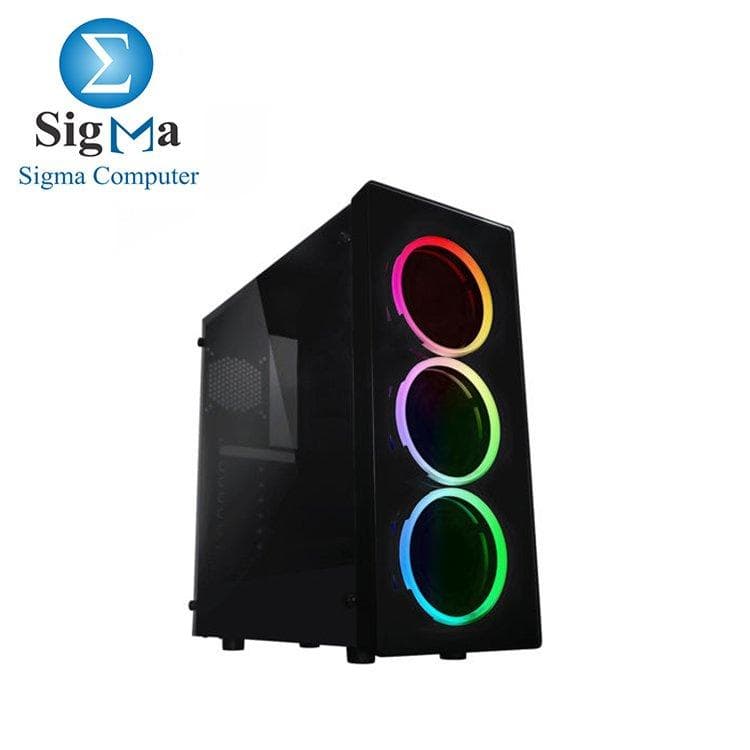 NEON ARGB G21-FWB Black ATX Mid Tower Computer Case+PSU 550W