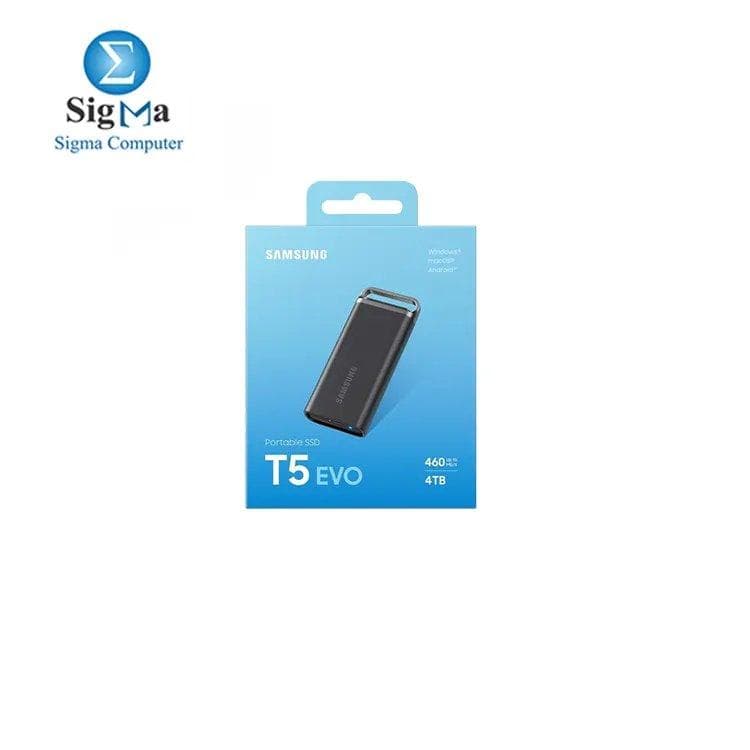 سامسونج T5 EVO هارد SSD 4 تيرا، USB 3.2 Gen 1، سرعة تصل إلى 460 ميجابايت/ثانية، تشفير AES 256-بت، مقاومة للسقوط حتى 2 متر، متوافق مع ويندوز/ماك/أندرويد، ضمان 3 سنوات