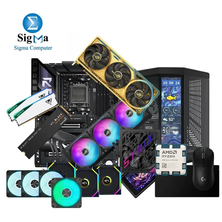 تجميعة سيجما جازا No Limits PC – معالج R9 9950X3D | كرت شاشة RTX 5090 Astral | لوحة X870E Hero | رامات 48GB DDR5 | هارد 4TB NVMe | كيسة HYTE Y70 Touch | مبرد ROG Ryuo IV 360 | باور سبلاي ROG Strix 1200W | مراوح Lian Li LCD | مراوح APNX | وصلة PCIe 5 Riser | ماوس لوجيتك Superlight 2 | ماوس باد HyperX