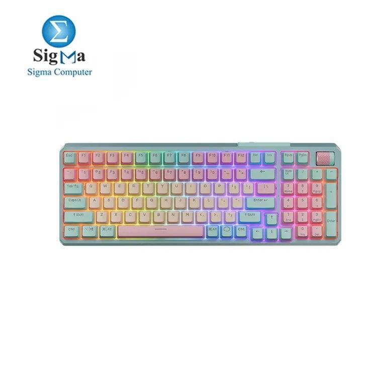 كيبورد جيمنج ميكانيكي لاسلكي كولر ماستر MK770 RGB ماكارون، سويتشات Kailh Box V2 Linear Red، هيكل Gasket، قابل للتبديل السريع، بلوتوث|2.4GHz، قرص تحكم