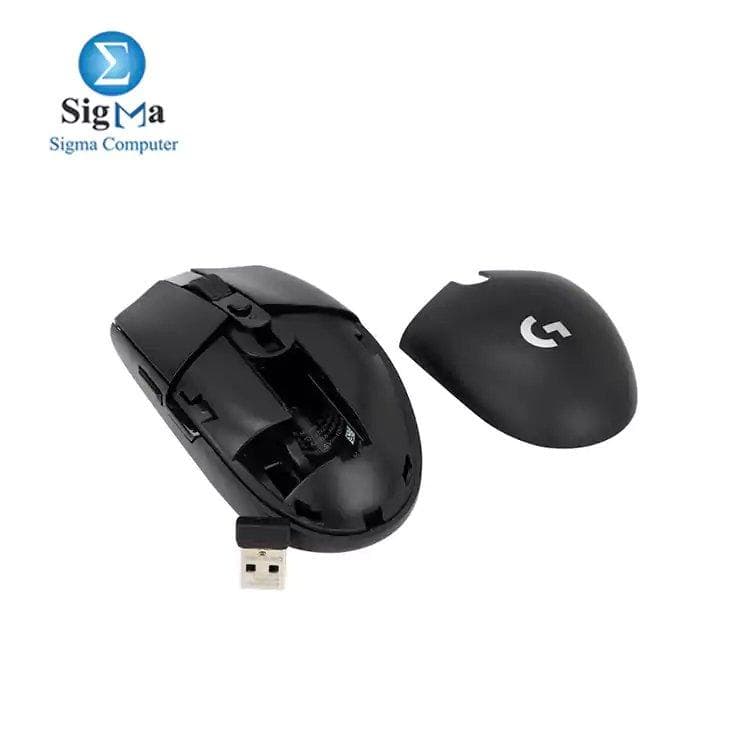 ماوس جيمنج لوجيتك G305 لاسلكي Lightspeed أسود بمستشعر HERO (200-12,000 DPI)، معدل استجابة 1000Hz، بطارية تدوم 250 ساعة، وزن 99 جرام، ذاكرة داخلية، ضمان سنتين 910-005283