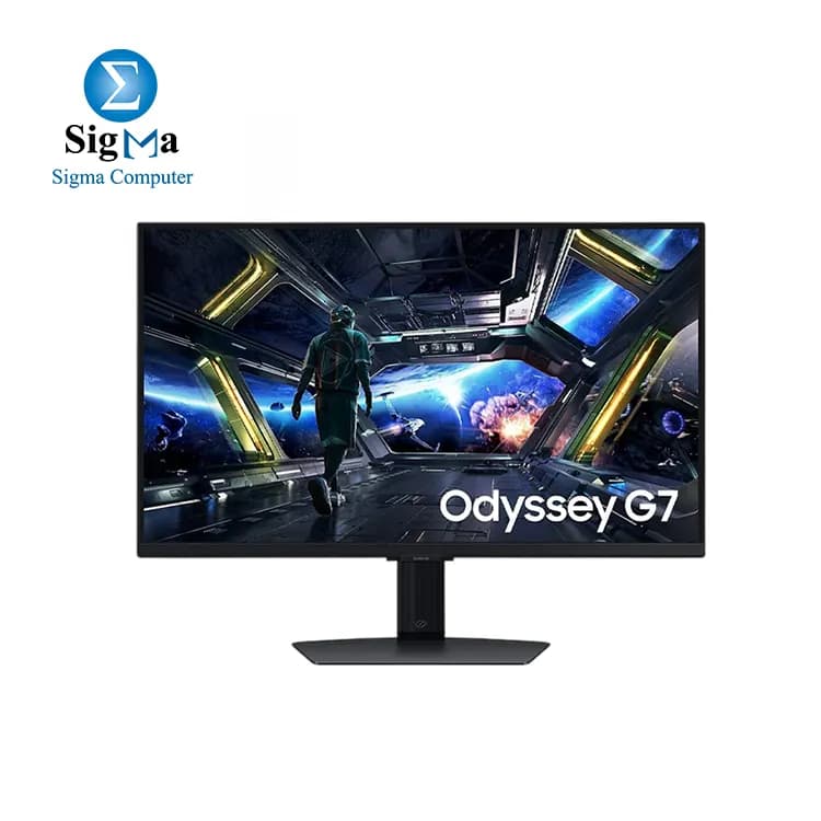 شاشة سامسونج Odyssey G70D مقاس 32 بوصة 4K ذكية للجيمنج، مسطحة IPS, 3840x2160, 144Hz, 1ms, FreeSync Premium, HDR10+, حامل هيدروليكي، ريموت، سماعة، مميزات ذكية - LS32DG702EUXEN