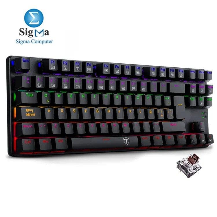 كيبورد جيمنج ميكانيكي T-DAGGER Bora T-TGK313 - سويتش بني وإضاءة رينبو LED