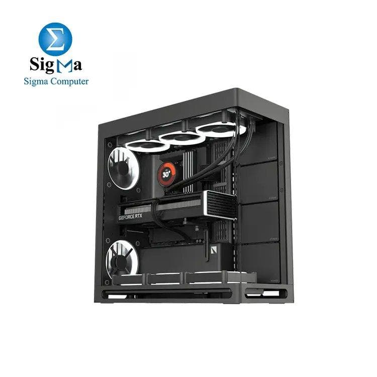 كيسة هافيت HAVN-HS 420 - أسود، تبريد هوائي حتى 185mm، دعم كارت شاشة حتى 480mm، تايب سي، حامل كارت شاشة