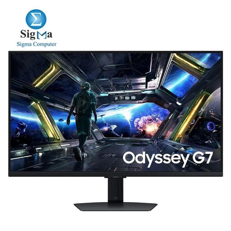 شاشة سامسونج Odyssey G7 G70D مقاس 32 بوصة - 4K IPS, 144Hz, 1ms, HDR400, FreeSync & G-Sync, HDMI 2.1, Tizen OS, سماعات مدمجة