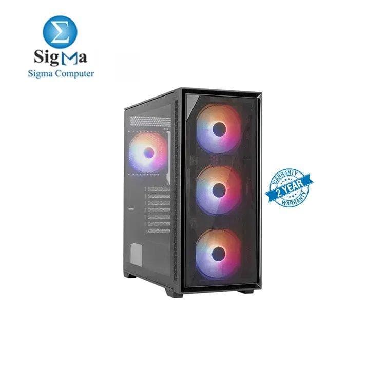 Aerocool Geoflow ARGB Mid Tower case offers a sleek design, extensive cooling options (11 fan slots, 360mm liquid cooling), supports high-end GPUs up to 409mm, and features efficient cable management, dust filters, and customizable ARGB lig