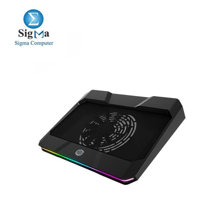 Cooler Master Notepal X150 Spectrum — Metal mesh cooling pad with 160mm quiet fan, multicolor LED, supports up to 17" laptops, 3 USB 2.0 + 1 USB-C ports, USB powered