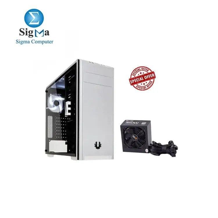 باندل كيسة BitFenix Nova TG بيضاء بمروحتين مع باور 2B PW236 ATX 350W