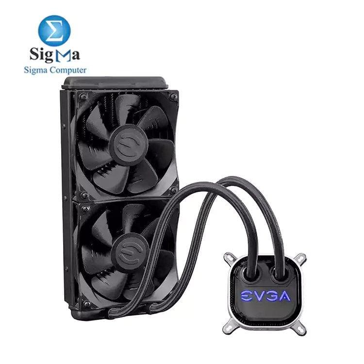 مبرد معالج مائي EVGA CLC 240mm، All-In-1 RGB LED، مع 2 مروحة FX12 120mm PWM