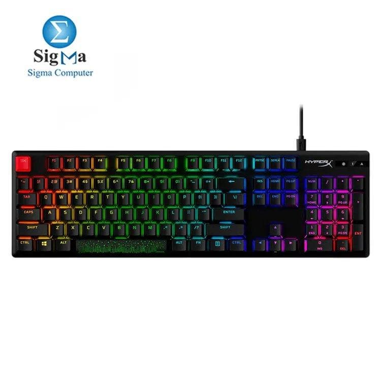 هايبر اكس Alloy Origins PBT مع سويتشات Aqua، أغطية مفاتيح PBT متينة، إضاءة RGB، هيكل ألومنيوم، وذاكرة داخلية