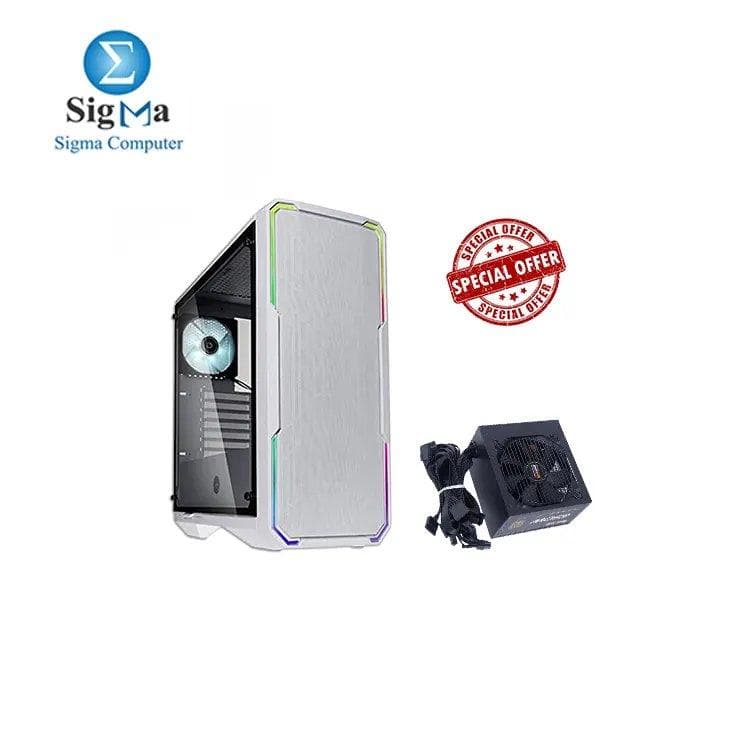باندل كيسة BitFenix Enso Mesh بواجهة شبكية بيضاء ومروحتين مع باور 2B PW004 Ecstasy Gaming 650W