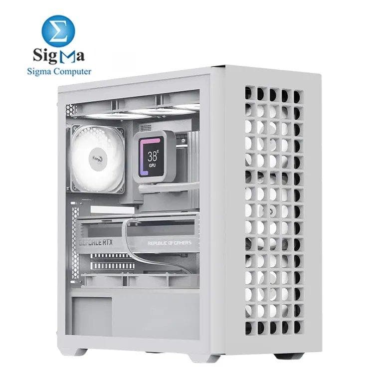 AeroCool D502A Mid Tower Case, Mesh Front Panel, 360mm Radiator Support, 11 Fan Slots, 400mm GPU, ATX/m-ATX/Mini-ITX, Magnetic Dust Filters, SPCC Steel Construction, Trendy PC Build, White
