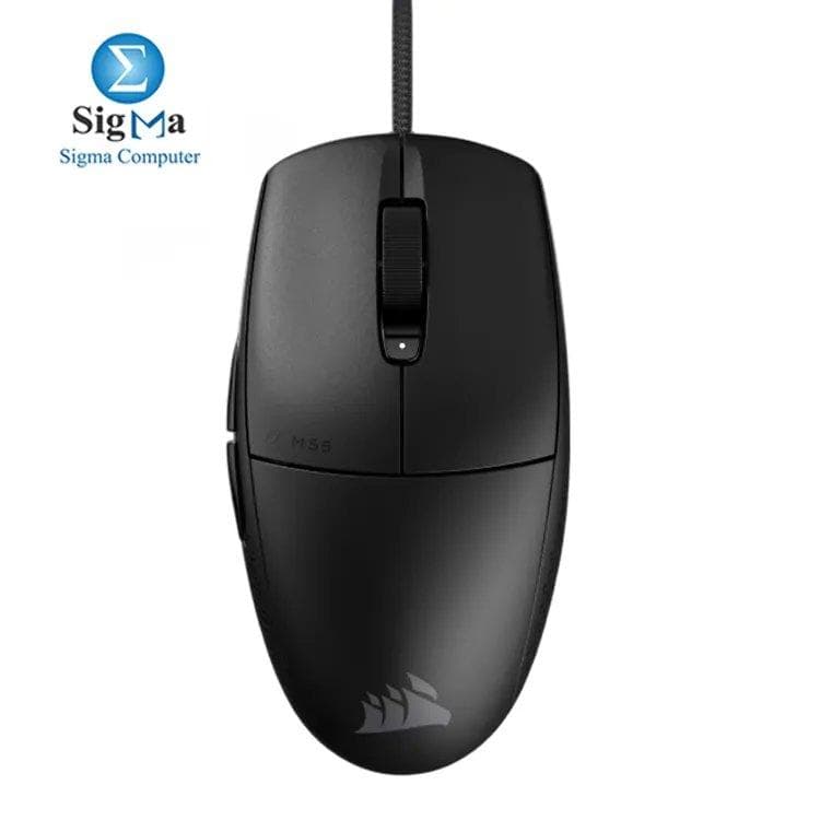 Corsair M55 Lightweight Gaming Mouse — 54g wired, 16,000 DPI optical sensor, 6 programmable buttons, suitable for all grip styles, durable 60M-click mechanical switches.