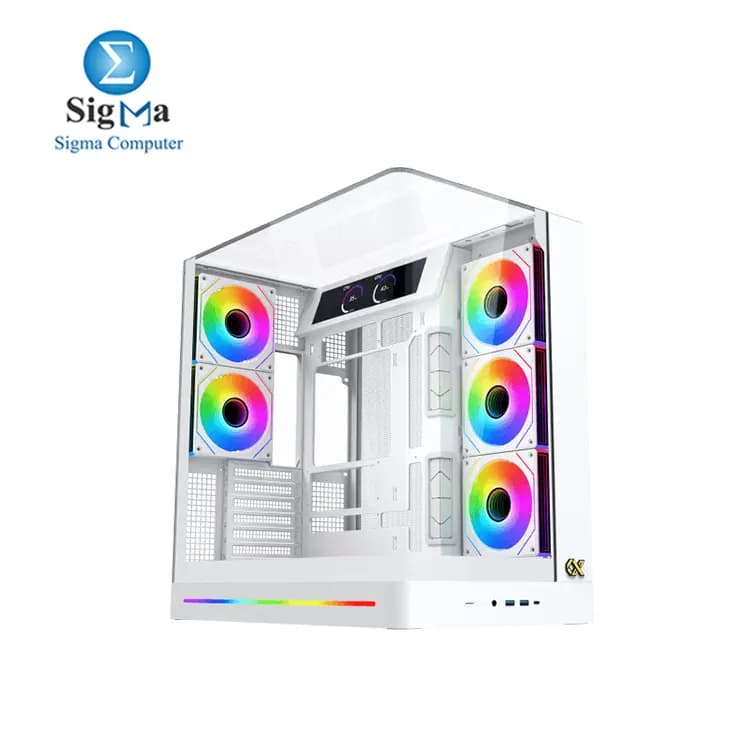 كيسة كمبيوتر زيجماتيك Pano II LCD Arctic، منفذ Type C، 8 مراوح ARGB، تدعم EATX