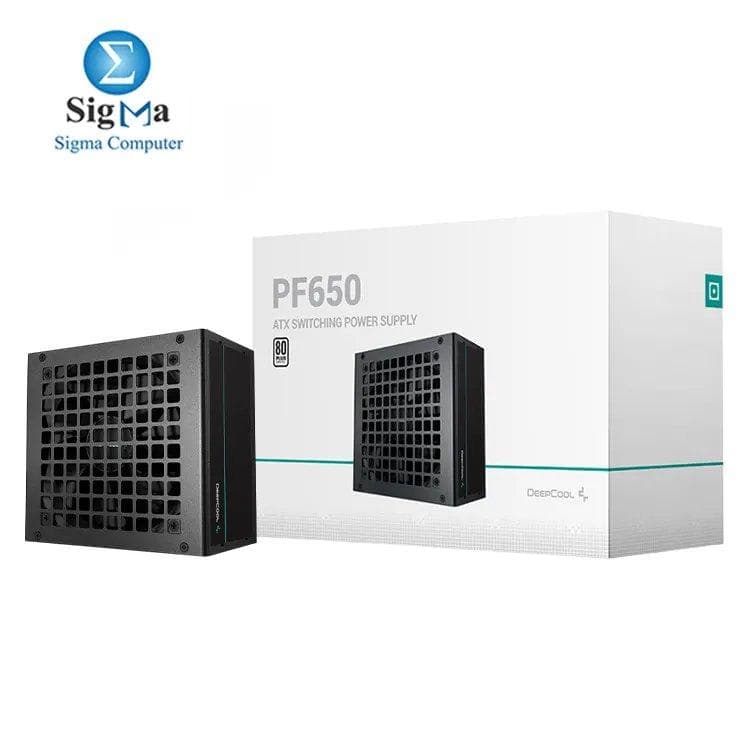 مزود طاقة DeepCool PF650 | 80 PLUS 230V EU | 650W | مروحة 120mm | كابلات مسطحة سوداء | حماية OPP, OVP, SCP