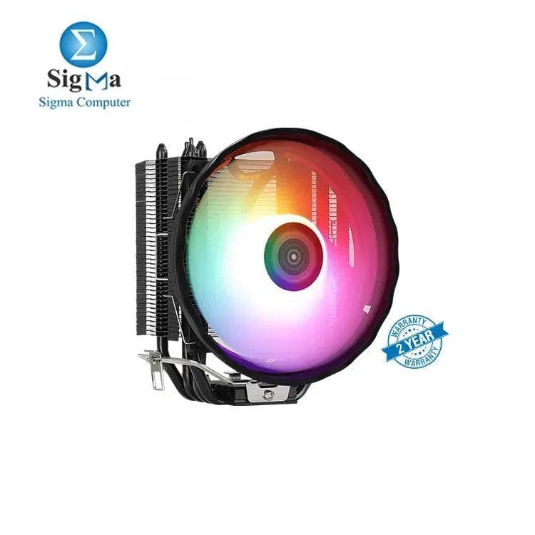 مبرد هوائي Aerocool Rave 4 ARGB مع مروحة 12cm ARGB، قدرة 130W TDP، تقنية HCTT، 4 أنابيب حرارية، وتوافق واسع مع سوكيت انتل و اي ام دي