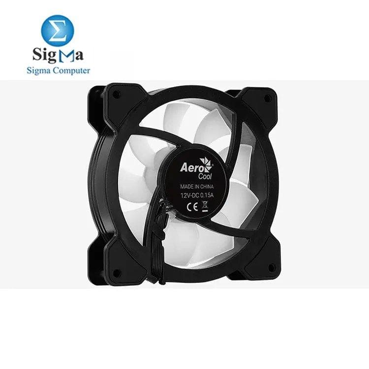 مروحة ايروكول Aerocool Mirage 12 ARGB – 120mm, 1300 RPM, تدفق هواء 45.7 CFM, ضوضاء 17.8 dBA, 6-Pin ARGB, إضاءة Infinity Mirror RGB