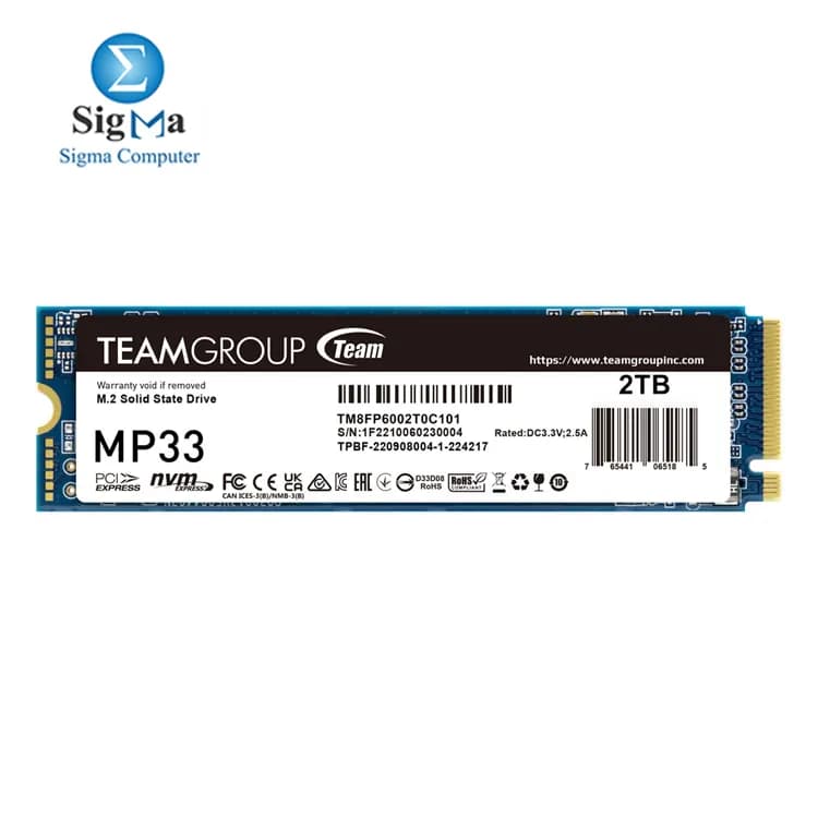 TEAMGROUP MP33 2TB M.2-2280 PCIe Gen3x4 NVMe SSD