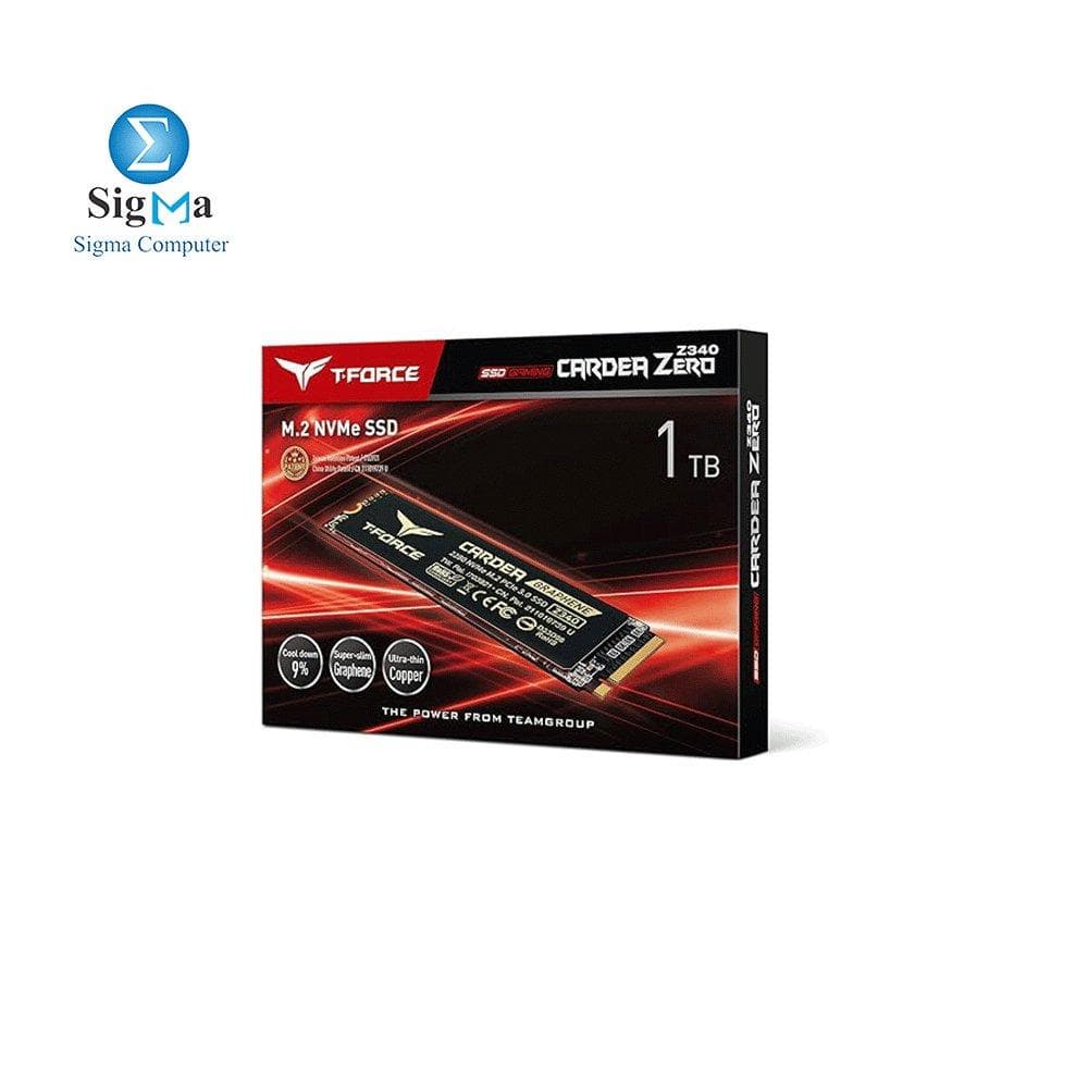 تيم جروب T-Force CARDEA Zero Z340 هارد SSD 1TB مع NVMe PCIe Gen3 x4، سرعة قراءة/كتابة 3,400/3,000 MB/s، مقاس M.2 2280 وذاكرة DRAM SLC Cache