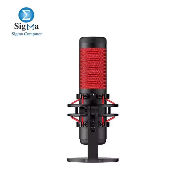 مايكروفون كوندنسر HyperX QuadCast يو اس بي مع خاصية اللمس لكتم الصوت، حامل صدمات، 4 أنماط التقاط، وتوافق مع الكمبيوتر والكونسول - HX-MICQC-BK