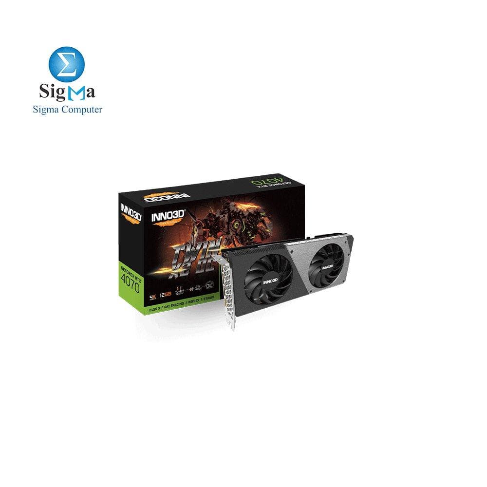 كرت شاشة INNO3D RTX 4070 TWIN X2 OC (2505MHz 21Gbps) 12GB GDDR6X 192-bit DP+DP+DP+HDMI VA52N