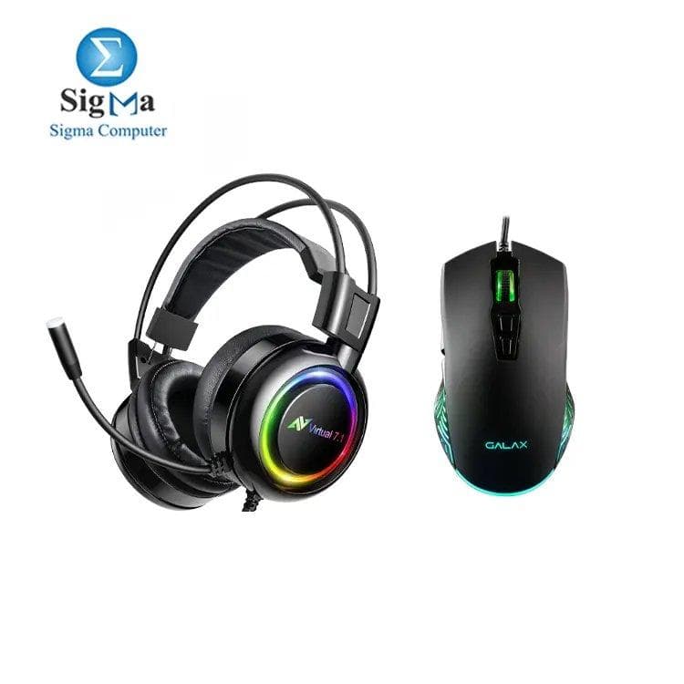 باندل سماعة جيمنج ABKONCORE B780 صوت محيطي 7.1 RGB مع ماوس جيمنج GALAX 7200DPI RGB SLD-03