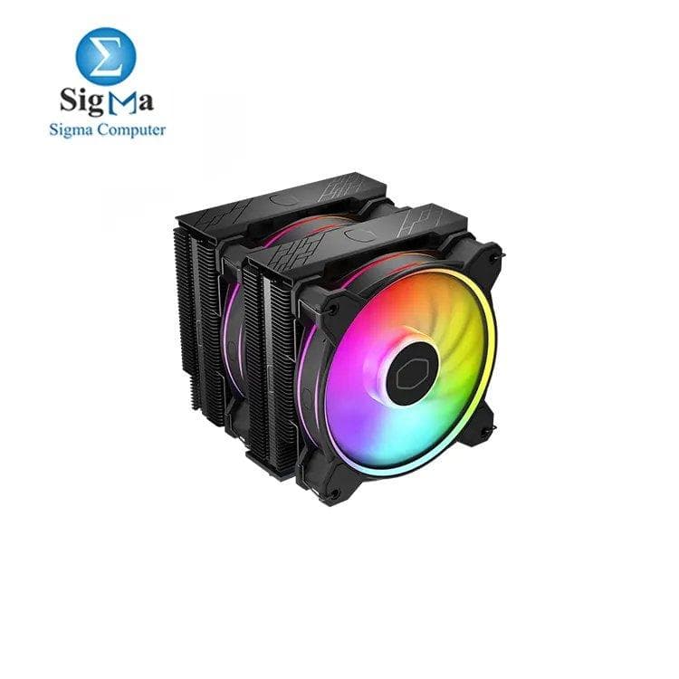 Cooler Master Hyper 622 Halo Black Dual Tower CPU Air Cooler, Halo² Fan, Dual Loop ARGB, Aluminum Top Cover, 6 Heat Pipes, 154mm Tall, AMD Ryzen AM5/AM4, Intel LGA1700/1200 (RR-S4KK-20PA-R1)