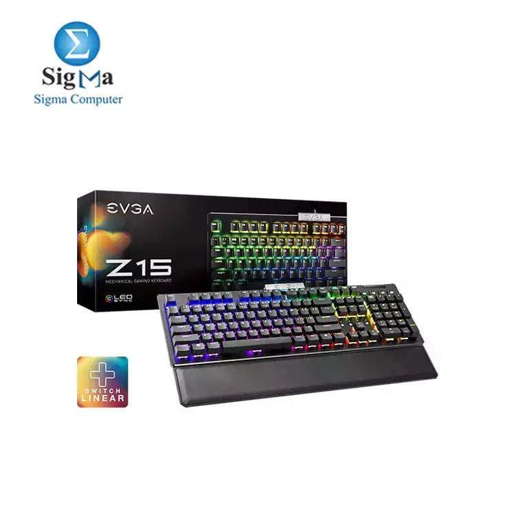 كيبورد جيمنج EVGA Z15 RGB، بإضاءة LED خلفية، مفاتيح ميكانيكية Kailh Speed Silver قابلة للتبديل السريع (Linear)