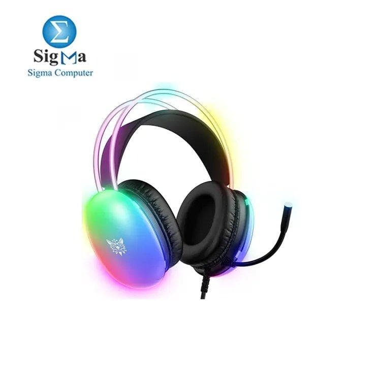 سماعة رأس جيمنج سلكية اونيكوما X25 مع ميكروفون، إضاءة RGB ديناميكية، خفيفة الوزن، للكمبيوتر، PS4/PS5/لابتوب/ماك
