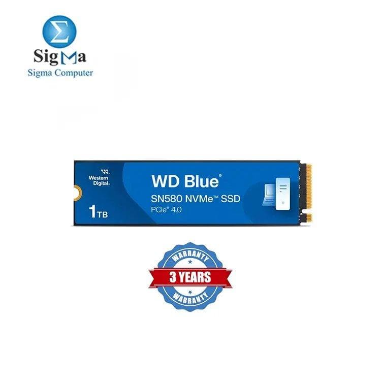 ويسترن ديجيتال هارد ديسك 1TB WD Blue SN580 NVMe داخلي SSD - Gen4 x4 PCIe 16Gb/s، M.2 2280، سرعة تصل إلى 4,150 MB/s - WDS100T3B0E