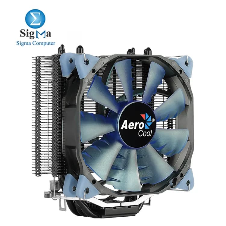 Aerocool Verkho 4 Dark CPU air cooler with 4x6mm heat pipes 120mm PWM fan 145W TDP and wide Intel AMD socket compatibility.