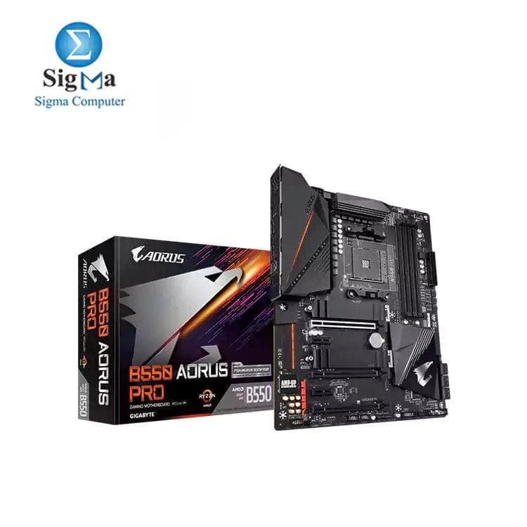 لوحة أم AMD B550 AORUS مع 12+2 مراحل طاقة رقمية، مشتت حراري Fins-Array، أنابيب حرارية Direct-Touch، منفذ M.2 مزدوج PCIe 4.0/3.0 x4 مع دروع حرارية، 2.5GbE LAN، RGB FUSION 2.0، Q-Flash Plus