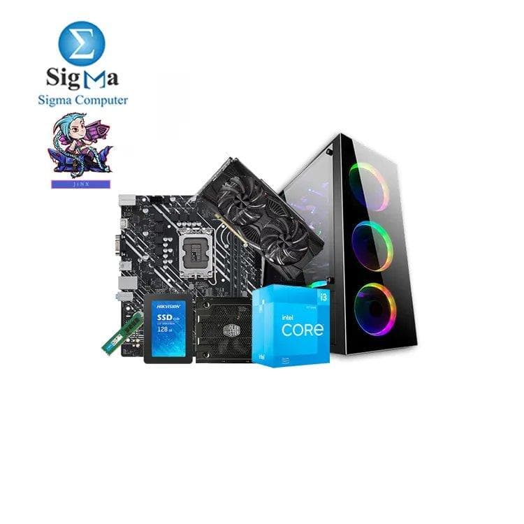 تجميعة جيمنج JINX 12100F 1660S - معالج انتل Core i3-12100F - لوحة أم اسوس PRIME H610M-K D4 - كرت شاشة GAINWARD GTX 1660 SUPER 6G - رام 8GB - هارد 128GB - كيسة 2B PW017 - باور سبلاي COOLER MASTER 600W