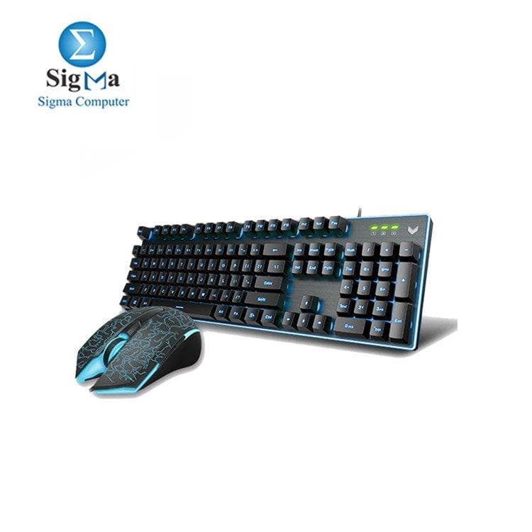 كيبورد جيمنج بإضاءة خلفية وماوس بصري جيمنج Rapoo v100S - أسود