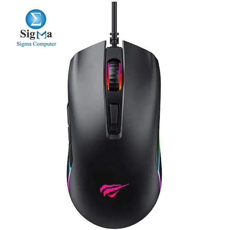 HAVIT Gamenote MS1010: Wired RGB gaming mouse with 1200-3600 DPI, 7 programmable buttons, ergonomic design, and 3M click durability