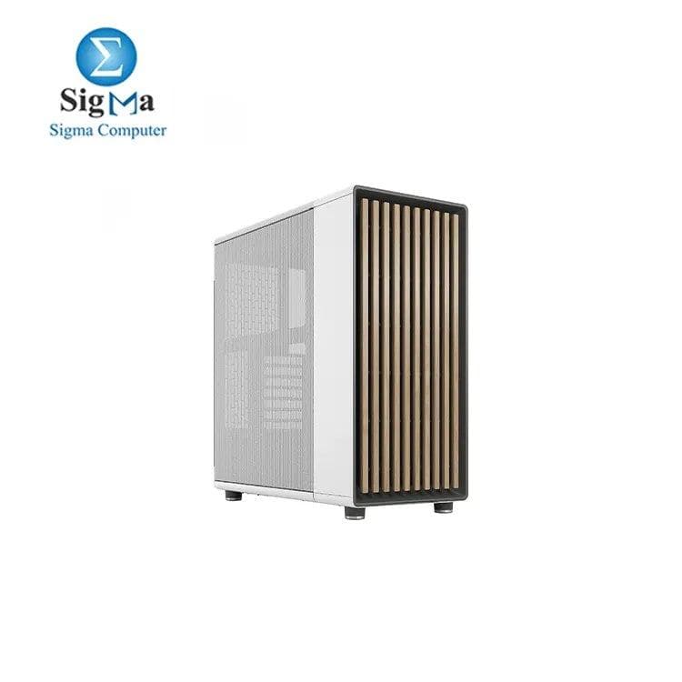 كيس Fractal Design North Chalk White - واجهة خشب بلوط طبيعي - جوانب Mesh - مروحتين 140mm Aspect PWM - منفذ Type C USB - كيس جيمنج ATX بتهوية ممتازة