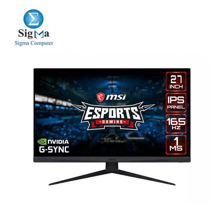 شاشة ام اس اي Optix G273 مسطحة للجيمنج - 27 بوصة 16:9 FHD 1920 x 1080 IPS 165Hz 1ms 1500R FreeSync Premium DisplayPort HDMI بدون وميض، إضاءة زرقاء منخفضة، بدون إطار، أسود