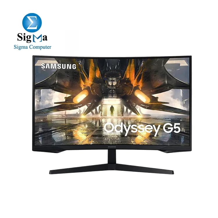 شاشة جيمنج سامسونج Odyssey G5 مقاس 32 بوصة منحنية QHD – VA Panel, 165Hz, 1ms, AMD FreeSync Premium, HDR10 – LS32AG550EMXZN