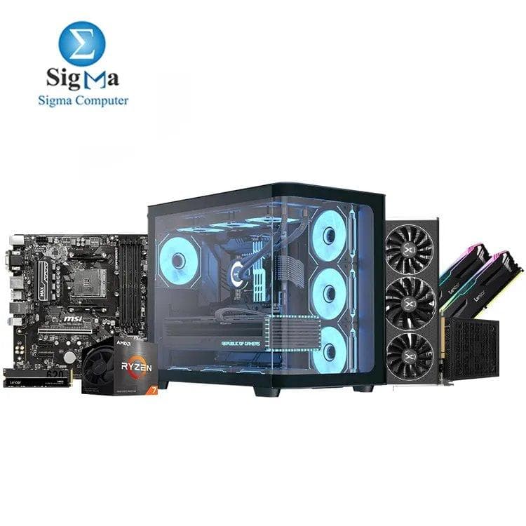 تجميعة R7 5700 RX6750XT - لوحة أم ام اس اي B450M PRO-VDH Max - معالج اي ام دي Ryzen 7 5700 - رامات Lexar 2x8GB 3600MHz - كرت شاشة XFX RX 6750 XT 12GB - هارد Lexar NM620 256GB - كيسة AEROCOOL P500C أسود - باور Aerocool LUX 750W 80+Bronze