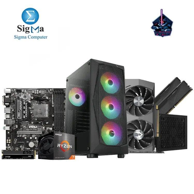 Fighter R7 5700 3060 12GB -337- MSI B450M PRO-VDH Max - AMD Ryzen 7 5700 - KLEVV 2x8GB 3200MHz - ZOTAC RTX3060 12GB - Lexar NM620 256GB - Aerocool FALCON ARGB And VX PLUS 600w PSU