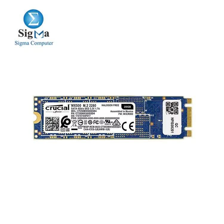 هارد SSD داخلي كروشال MX500 واجهة M.2 2280 سعة 250GB بتقنية SATA III 3D NAND - CT250MX500SSD4