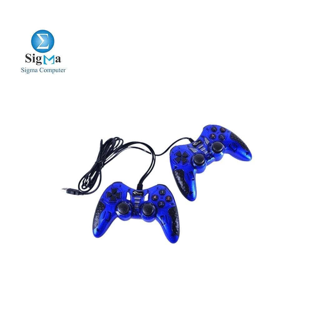 COUGAR-EGY 9012 USB Wired Double Gamepad Turbo Controller with Vibration Function for PC or Laptop, 1.5M - Blue
