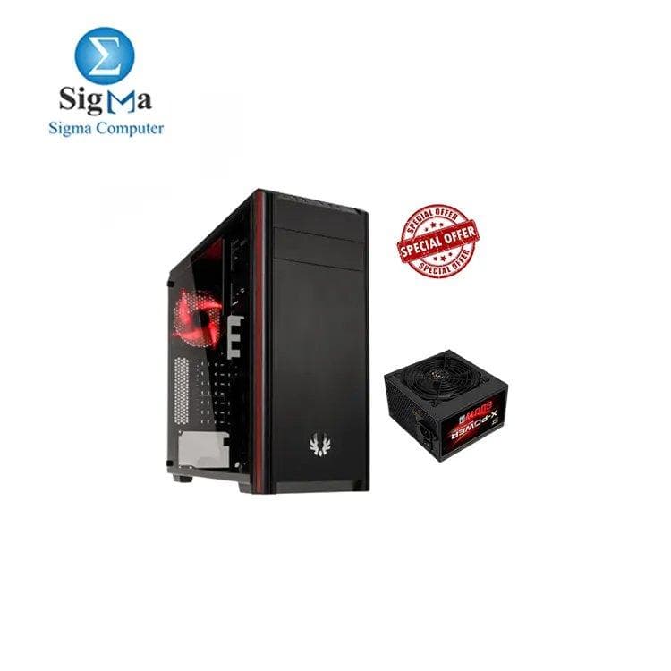 باندل كيسة BitFenix Nova TG بمروحتين مع باور XIGMATEK X-POWER 600W