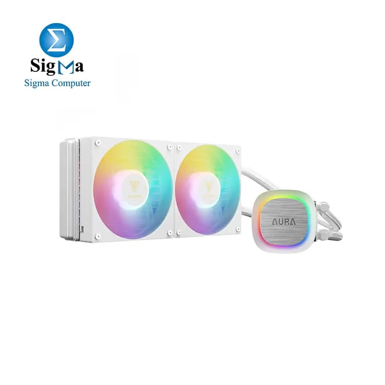 مبرد مائي للمعالج GAMDIAS AURA GL240 RGB - أبيض