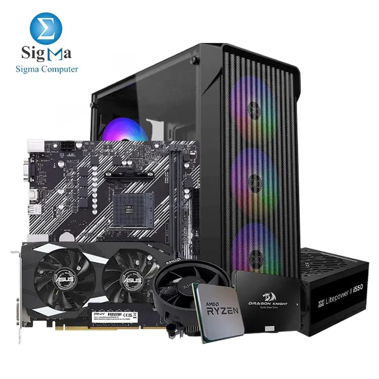 Dragon B52 4100 + 3050 6GB - AMD RYZEN 3-4100 Socket AM4 (TRAY+FAN) - ASUS PRIME A520M-K - ASUS GeForce RTX 3050 OC Edition 6GB - PNY 8GB Performance DDR4 3200MHz - Redragon RM113 256GB SATA - XIGMATEK Sky II Wave FRGB + Litepower II i550 550W