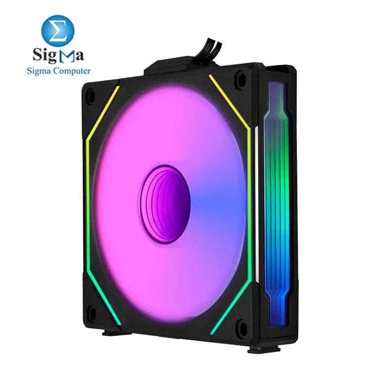 Lian Li UNI FAN SL-INF 120 Reverse Blade – 120mm fan with reversed blades, infinity mirror effect, 2100 RPM, 63.6 CFM airflow, 40 LEDs, and single cable connection.