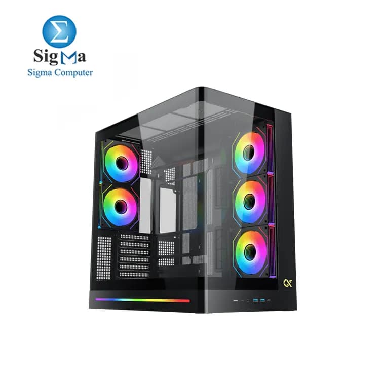 كيسة كمبيوتر XIGMATEK Pano II Air Type C بـ 8 مراوح ARGB Pwm وزجاج منحني EATX سوبر تاور