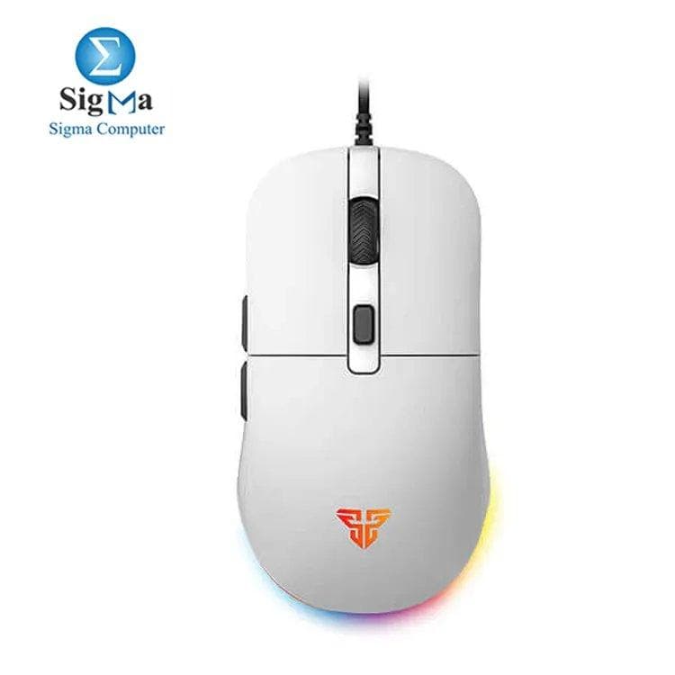 فانتك KANATA VX9S - ماوس جيمنج أبيض بإضاءة RGB، دقة قابلة للتعديل 400-7200 DPI، سرعة 60 IPS، تسارع 20G، مفاتيح Huano 10 مليون ضغطة، وزن 82 جرام