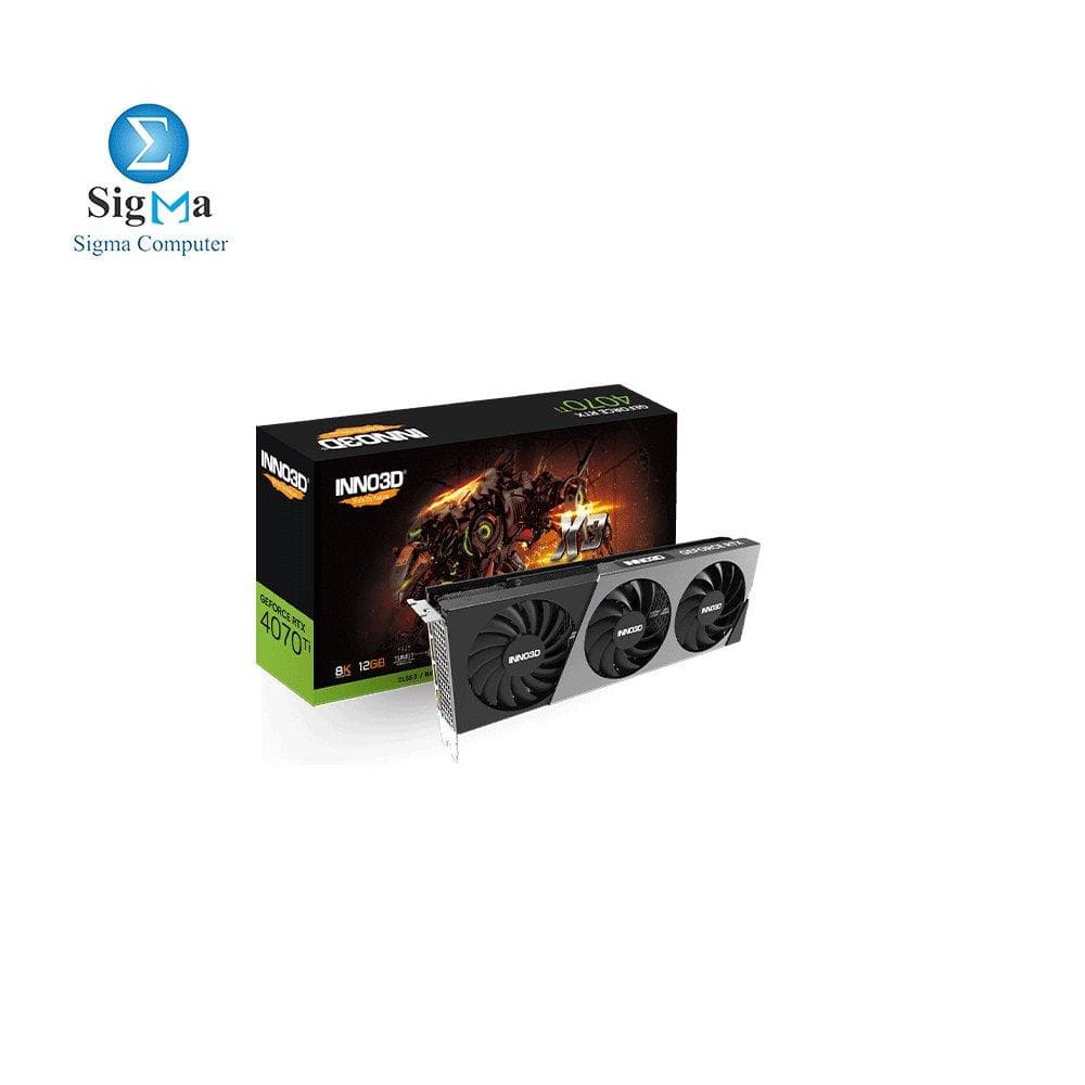 كرت شاشة INNO3D RTX 4070 Ti X3 (2610MHz 21Gbps) 12GB GDDR6X 192-bit DP+DP+DP+HDMI VA48N