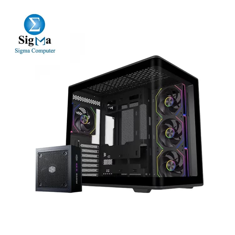 باندل كيسة Cooler Master Elite 600 ARGB - لون أسود مع باور سبلاي Cooler Master GX II Gold 850W ATX 3.0 80+ Gold Fully Modular